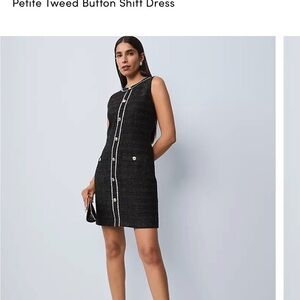 Ann Taylor Black Petite Tweed Button Dress BRAND NEW WITH TAGS